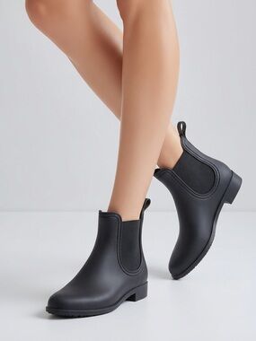 Jeffrey Campbell Matte Black Chelsea Rain Booties